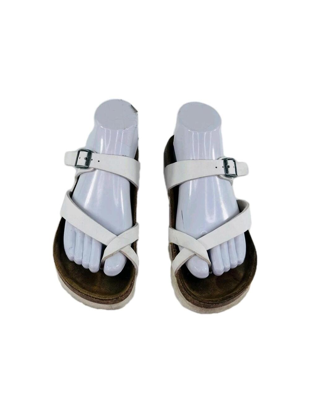 Birkenstock Betula Mayari Soft Footbed Sandals US 7 White Leather Toe Loop Shoes